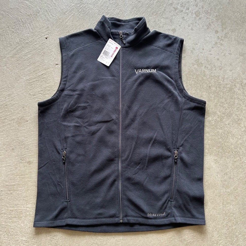 NWT Marmot Rocklin Fleece Vest Mens XXL Gray Full Zip Corporate Varnum Logo